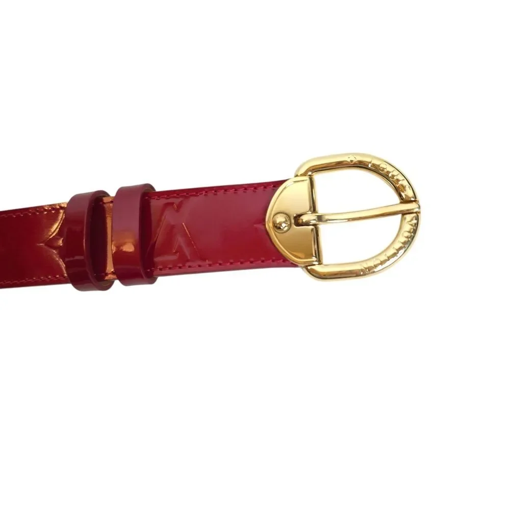 Louis Vuitton Red Vernis Leather Belt Gold Buckle Size 90/36 Made in France